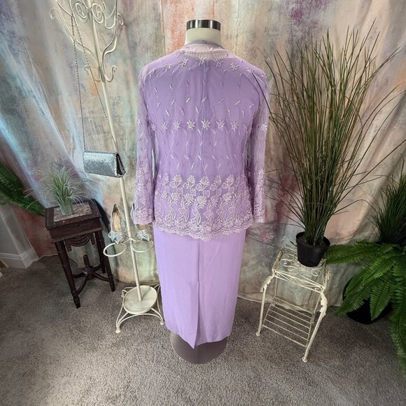 📌Sally Embroidered Lavender Formal - Mother Bride/ Groom Dress Matching Jacket - Picture 2 of 16